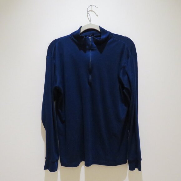 VINTAGE PATAGONIA Capilene Made in USA Baselayer 1/4 Zip Top Navy Outdoor Gorp - Picture 2 of 10